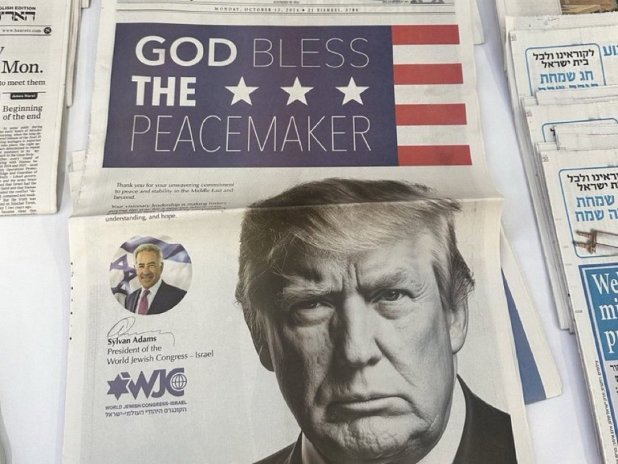 Jornal israelense estampa Donald Trump na capa e diz: “Deus abençoe o pacificador”