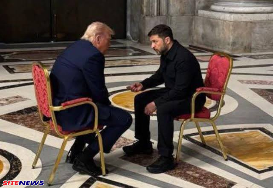 Presidente dos EUA Donald Trump e da Ucrânia Volodymyr Zelenski realizado no último sábado (26) no Vaticano